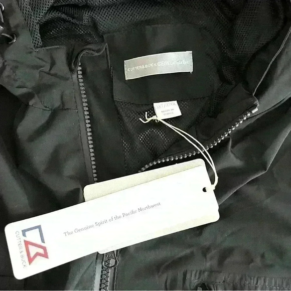 NWT Cutter & Buck Men Black WeatherTec Water Resist Zip Hood Windbreaker Size3XL - Picture 10 of 16